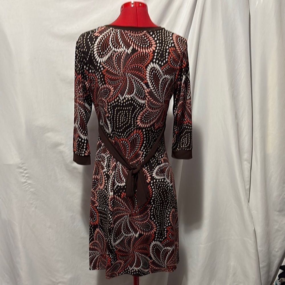George Black and Red Floral Long Sleeve Dress Large LL69 - Picture 3 of 5